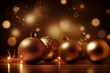 Close up of balls on christmas bokeh background