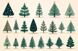 Collection of Christmas trees isolated background