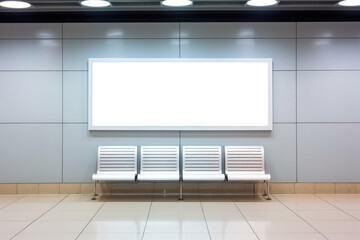 Wall Mural - Blank signboard in the airport corridor, in the departure lounge