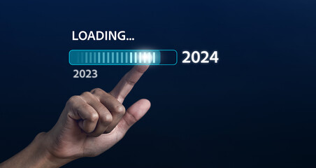 Poster - Loading progress from 2023 to 2024 to countdown happy new year.