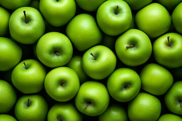 Wall Mural - Green apples background, granny smith apples