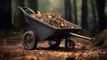 A Wheelbarrow With Two Wheels, Which Comes In Particularly Handy When Collecting Fallen Leaves In Autumn. Generative AI