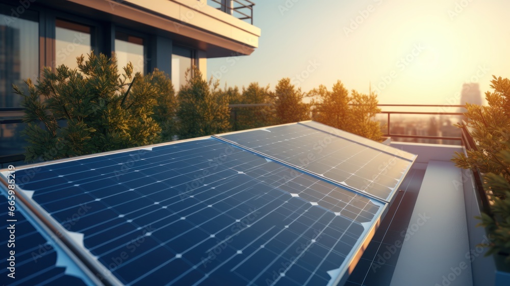 Solar panel on the roof top of modern house, Green energy and in the ...