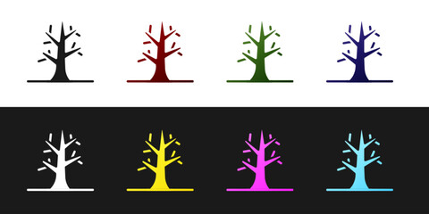 Poster - Set Bare tree icon isolated on black and white background. Vector