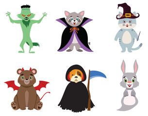 Illustration of halloween animals.