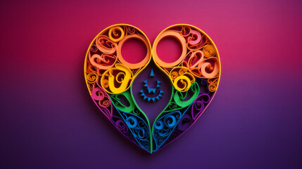 Wall Mural - Heart art in rainbow colors, generated with ai