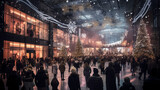 Fototapeta Londyn - Shopping mall with christmas decoration at night, generated with ai
