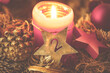 Dekoration mit Adventszahl 2. Advent mit Stern Kerze Zapfen Vintage weihnachtlich
