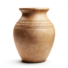 Old Clay Vase Isolated On White Background