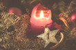 Dekoration mit Adventszahl 1. Advent mit Stern Kerze weihnachtlich