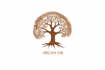 packaging design element and icon in linear style - argan oil - healthy vegan food. Logo sign.	