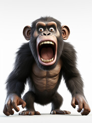 Wall Mural - An Angry 3D Cartoon Chimpanzee on a Solid Background