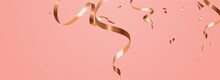Golden Streamer Paper Vector Panoramic Pink
