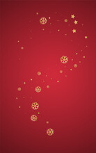 White Snow Vector Red Background. Sky Snowflake