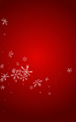 Wall Mural - White Snow Vector Red Background. New Snowflake