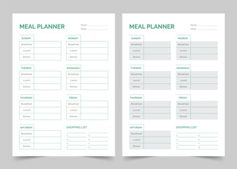  Meal Planners Template, Modern Planner Template Set, Vector Planner