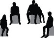 Black silhouettes of a people sitting	
