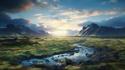 Landscape of Iceland in Höfn. Beutiful Landscape and Sky