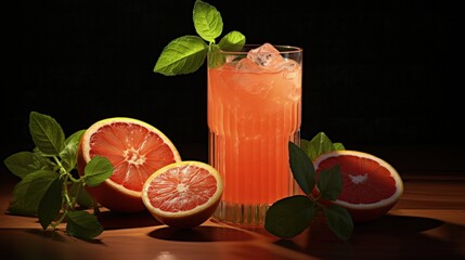 Poster - Grapefruit cocktail, alcohol or non alcoholic drink for party