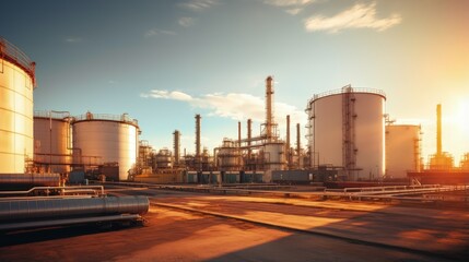 Sticker - Station storage tank oil factory during refinery Petrochemistry industry in gas site distillery.