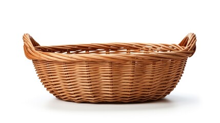 Aufkleber - Empty wicker basket with handles isolated on white