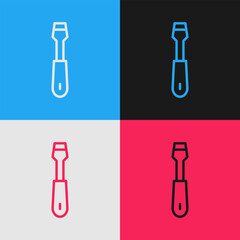 Wall Mural - Pop art line Screwdriver icon isolated on color background. Service tool symbol. Vector