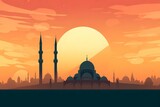 Fototapeta Londyn - silhouette of Islamic mosque