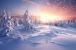 Snowy winter landscape. Generative AI