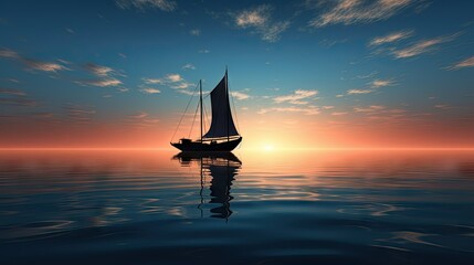 Sticker -  a sailboat floating on a body of water at sunset.  generative ai