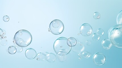 Sticker -  a group of bubbles floating in the air on a blue background.  generative ai