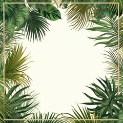 Wall Mural - palm leaves Floral frame greeting card scrapbooking watercolor gentle illustration border wedding