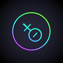 Wall Mural - glowing neon line venus symbol icon isolated on black background. astrology, numerology, horoscope, 