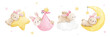 Draw vector illustration banner baby bunny girl For nursery birthday kids Sweet dream