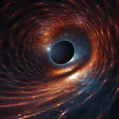 Wall Mural - Black hole with a glowing constellation of various colors revolves around a black hole in the universe.	
