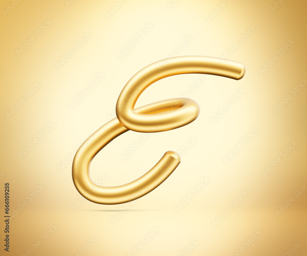 3d Gold Shiny Capital Letter E Alphabet E Rounded Inflatable Font On ...