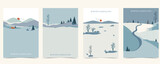 Fototapeta Fototapety z naturą - winter landscape background with mountain,tree.Editable vector illustration for postcard,a4 vertical size