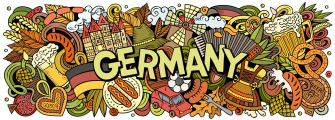 Wall Mural - Germany doodle cartoon funny banner