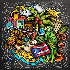 Wall Mural - Puerto Rico cartoon doodle illustration