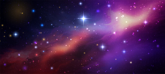 Wall Mural - space vector background with realistic nebula and shining stars. magic colorful galaxy with stardust