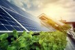 Sustainable home solar panels promoting eco-friendliness. Generative AI