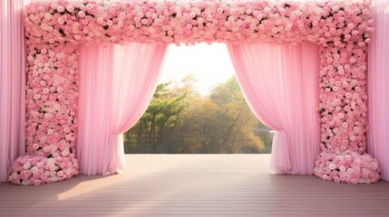 Wall Mural - Pastel Pink Skyline Wedding