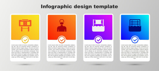 Poster - Set Sport mechanical scoreboard, Swimmer, Water volleyball net and polo. Business infographic template. Vector