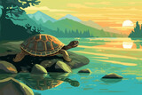 Fototapeta Dziecięca - cartoon style of a turtle