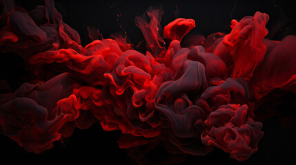 Red Ink liquid fluid banner on black background. generative AI.