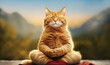 Portrait of a ginger cat meditating