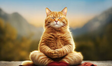 Portrait Of A Ginger Cat Meditating