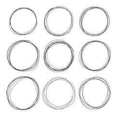 Wall Mural - hand drawn line circles sketch set. vector black design elements isolated on white background.