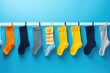 Abstract background with colorful socks for National Sock Day. Celebrate your love of socks, perfect for advertising, banners, and social media posts. Copy space available for your text.