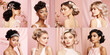 © netrun78 - Collage with bridal hairstyles and makeup collection. Romantic and trendy look for wedding celebration