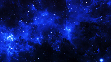 Wall Mural - universe with stars, nebulae and galaxy. blue dark night sky with many stars. artistic visualization